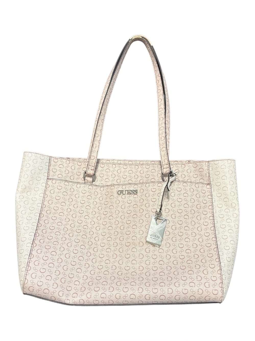 Pre-loved GUESS Light Pink Signature Logo Tote with Charm